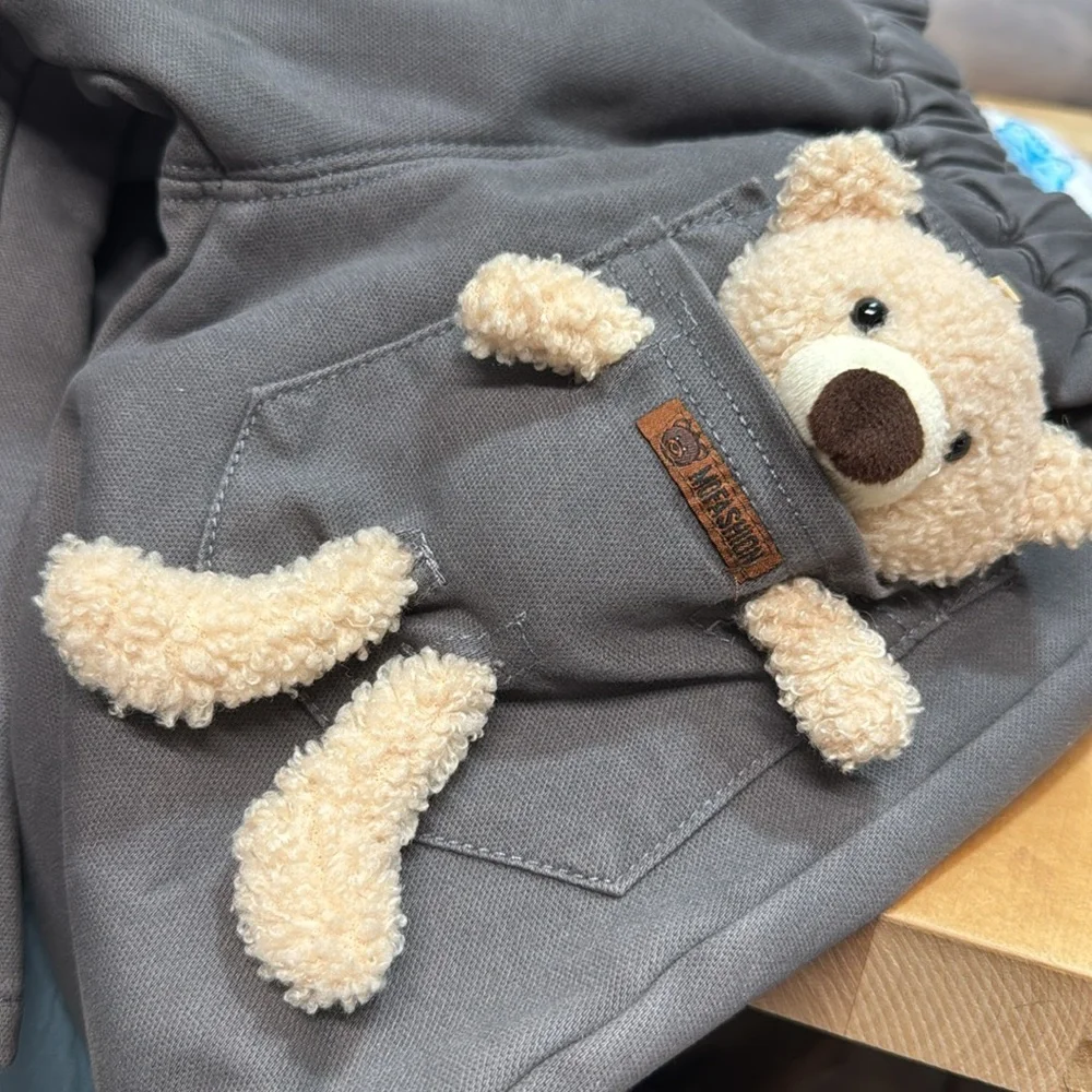TODDLER TEDDY BEAR PANTS IN GRAY 2T. NWOT